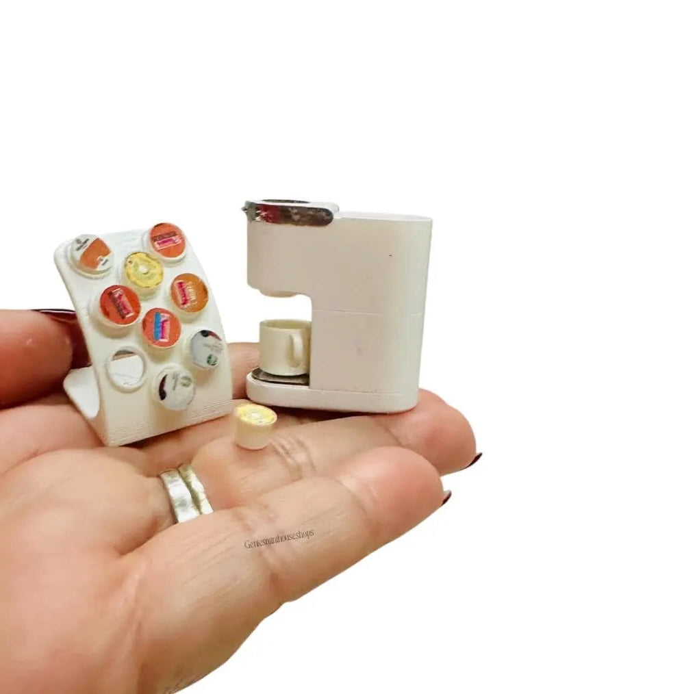 1:12 Scale Miniature White Coffee Pods and Machine