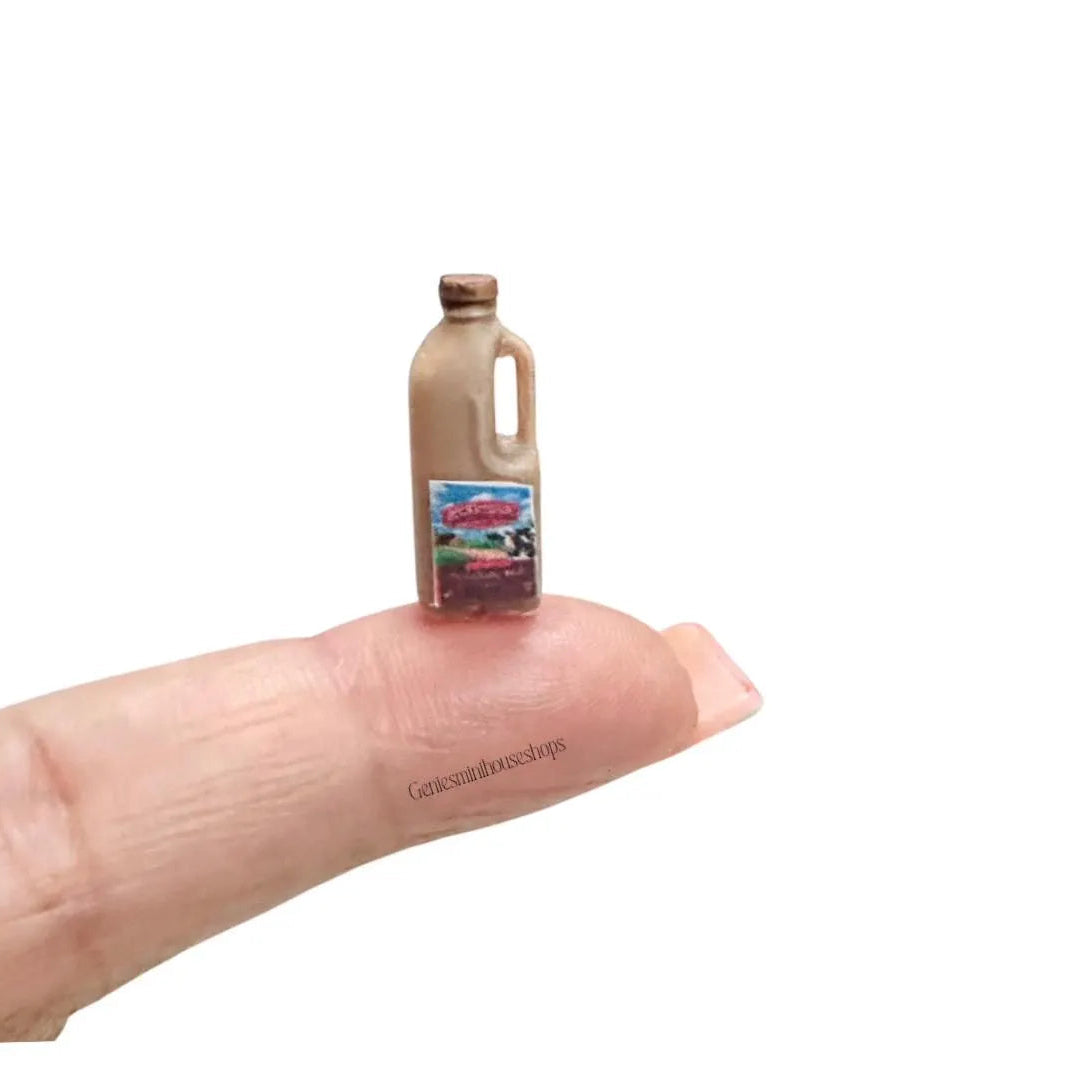 1:12 Scale Miniature 1/2 Gallon of Chocolate Milk