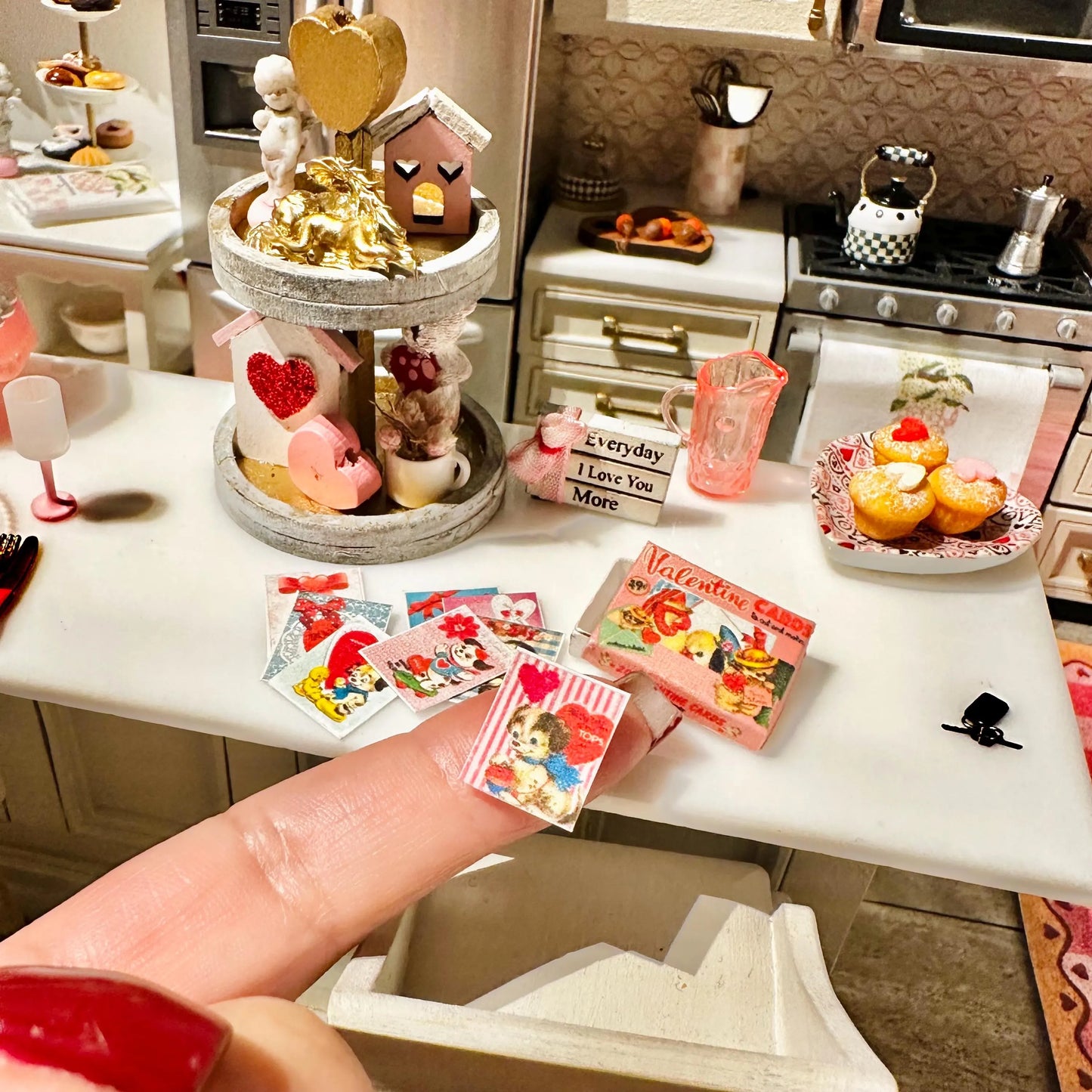 1:12 Scale Dollhouse Vintage Style Valentine’s Day Cards