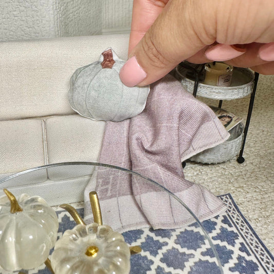 1:12 Scale Grey Pumpkin Pillow for Dollhouse Decor