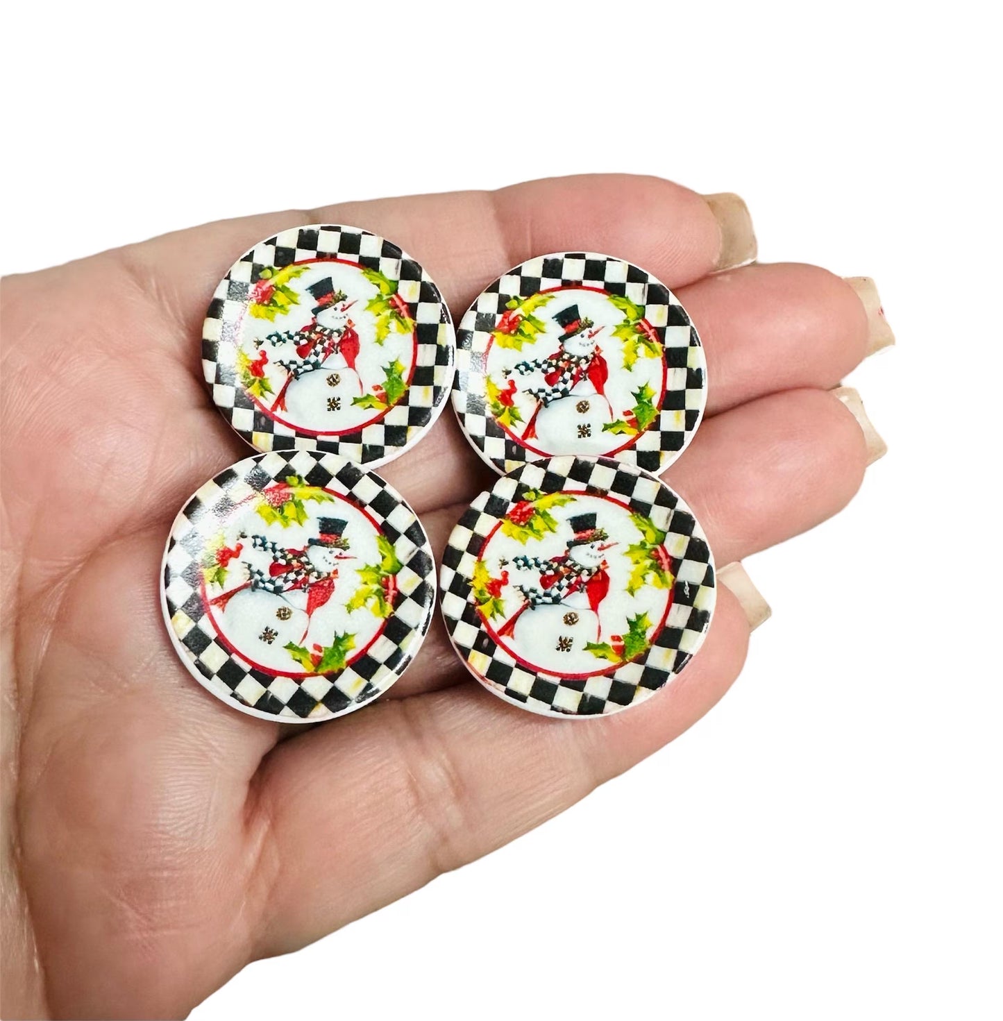 1:12 Scale Miniature Christmas Snowman Plate Set for dollhouse décor