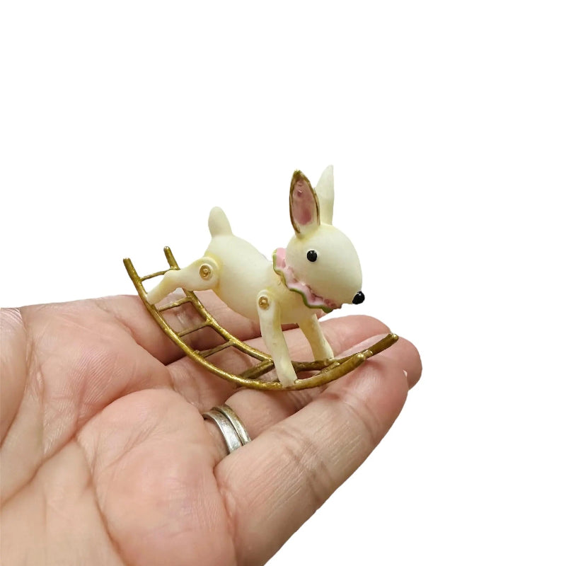 1:12 Scale Miniature Bunny Toddler Rocker