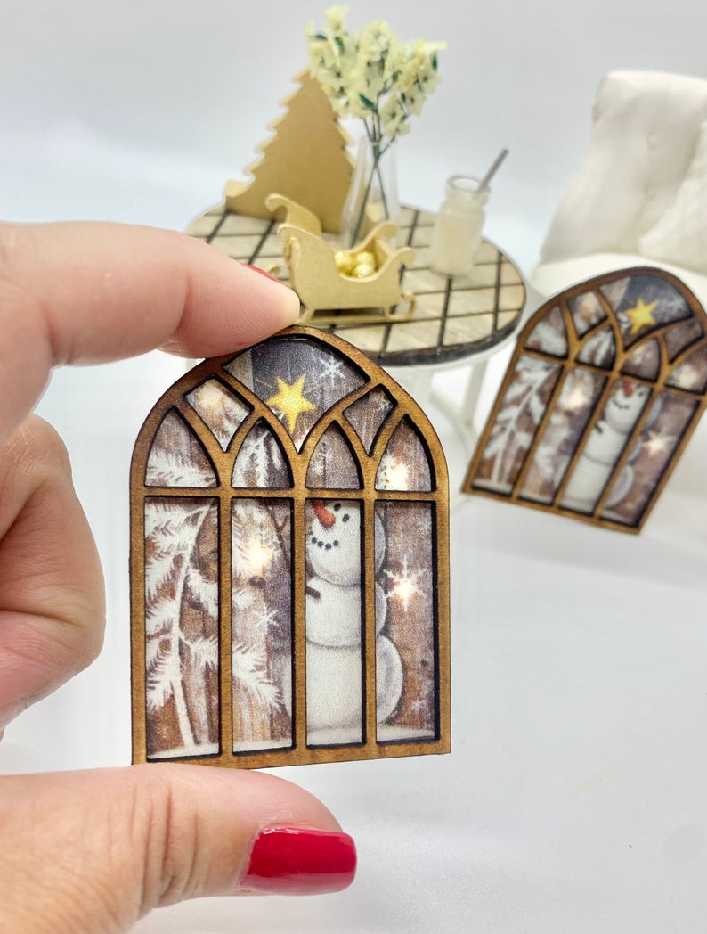 Snowman Framed Art for dollhouse decor image 0