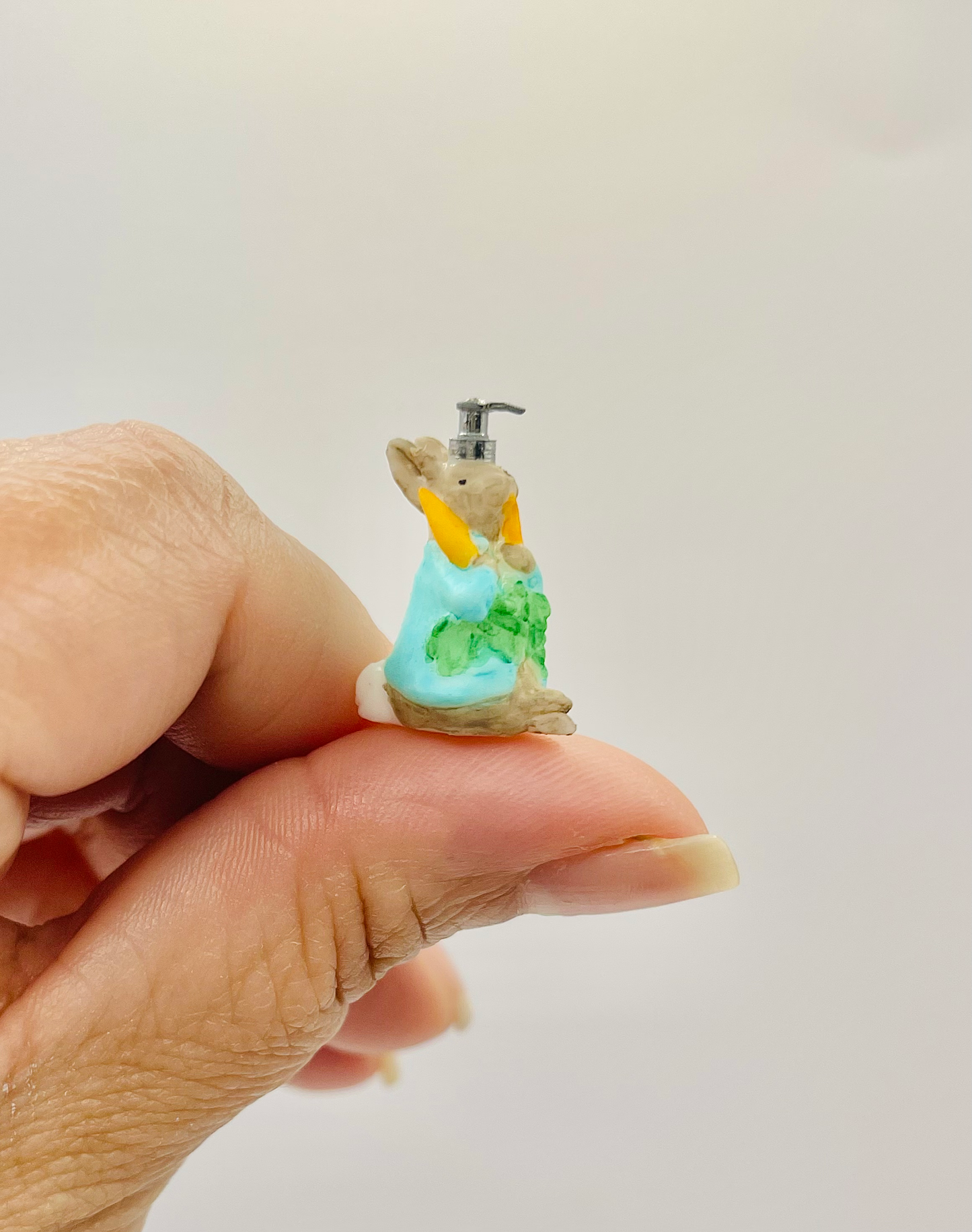 1:12 Scale Miniature Pastel Bunny Soap dispenser for dollhouse image 0