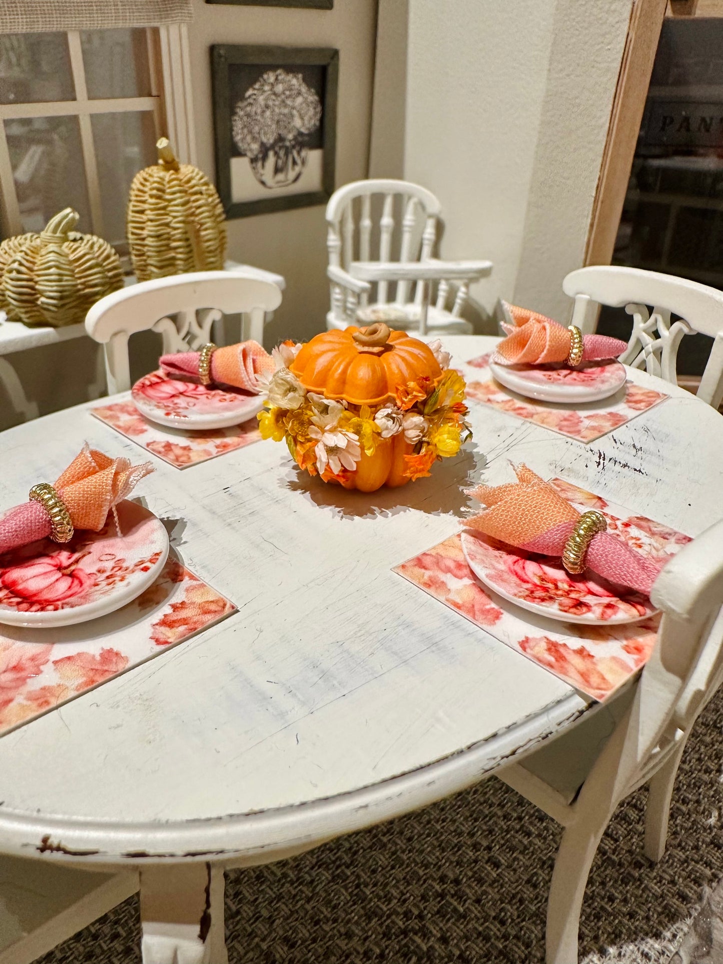 1:12 Scale Pumpkin Floral Centerpiece for Dollhouse image 2
