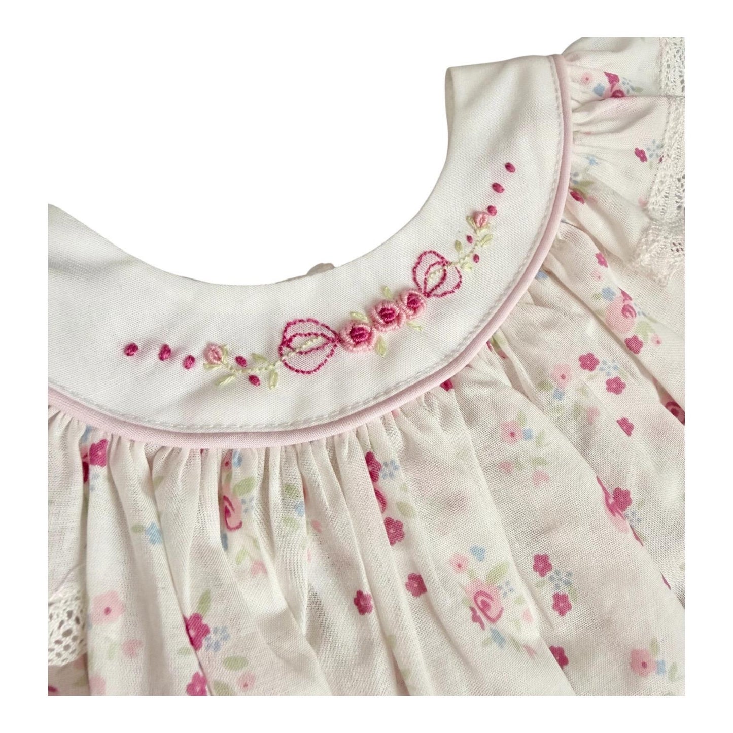 Size 3 mo. Embroidered Floral Dress and Bloomers set