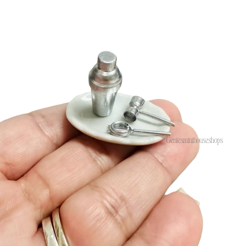 1:12 Scale Martini Cocktail Shaker set 5 for Dollhouse image 1
