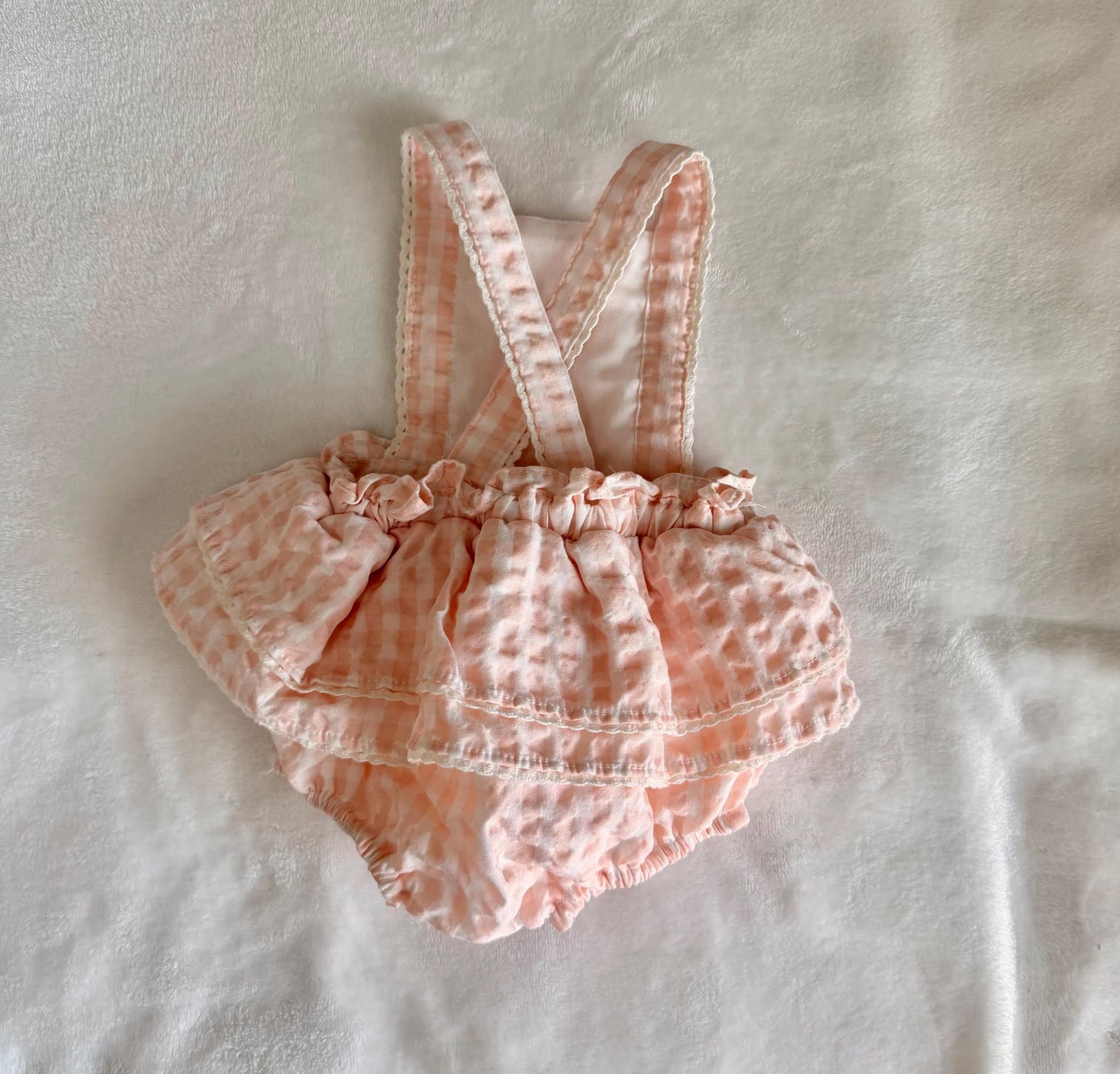 Gingham Romper for Reborn Baby Doll Size 0-3 Months