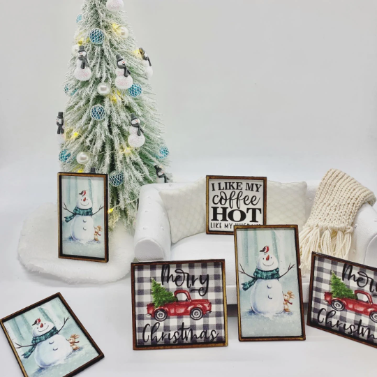 Snowman Framed Art for dollhouse décor image 1