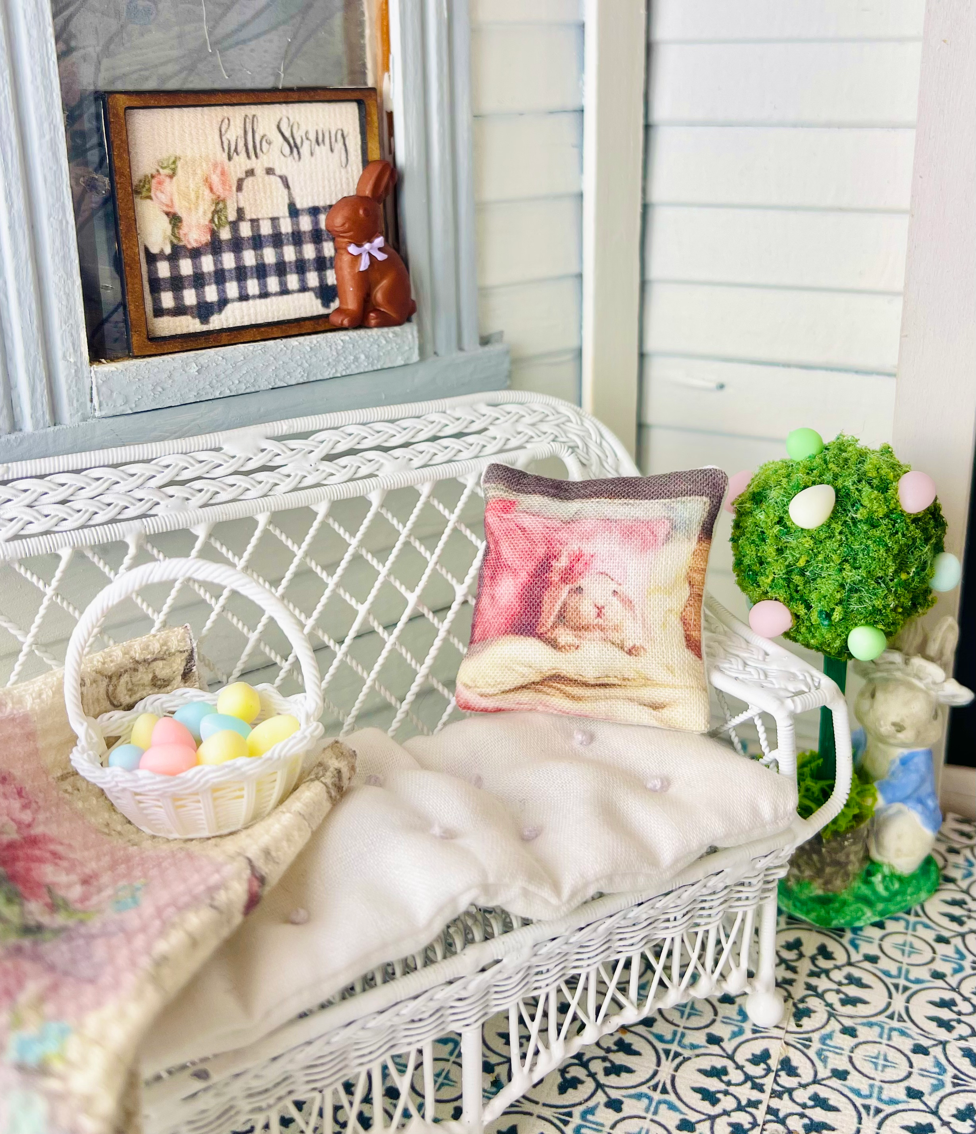 1:12 Scale Miniature Bunny Pillow for dollhouse  image 0
