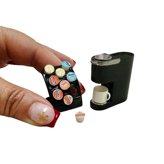 1:12 Scale Miniature Black Coffee Pods and Machine
