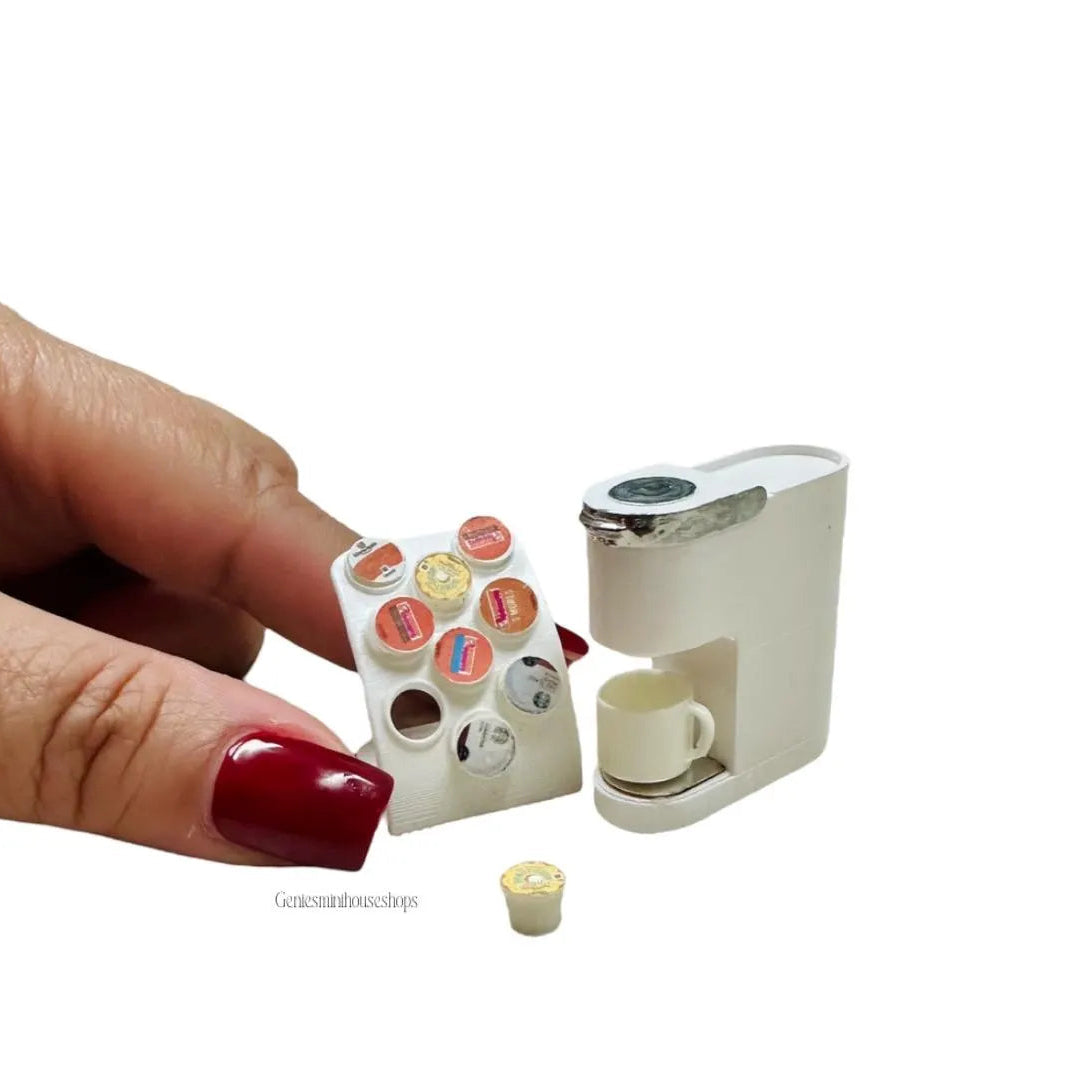 1:12 Scale Miniature White Coffee Pods and Machine
