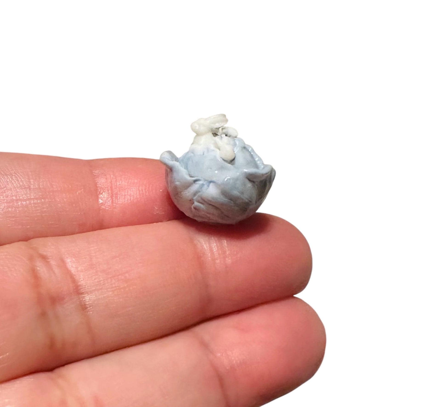 1:12 Scale Bunny Pastel Blue  Cabbage Bowl With Lid