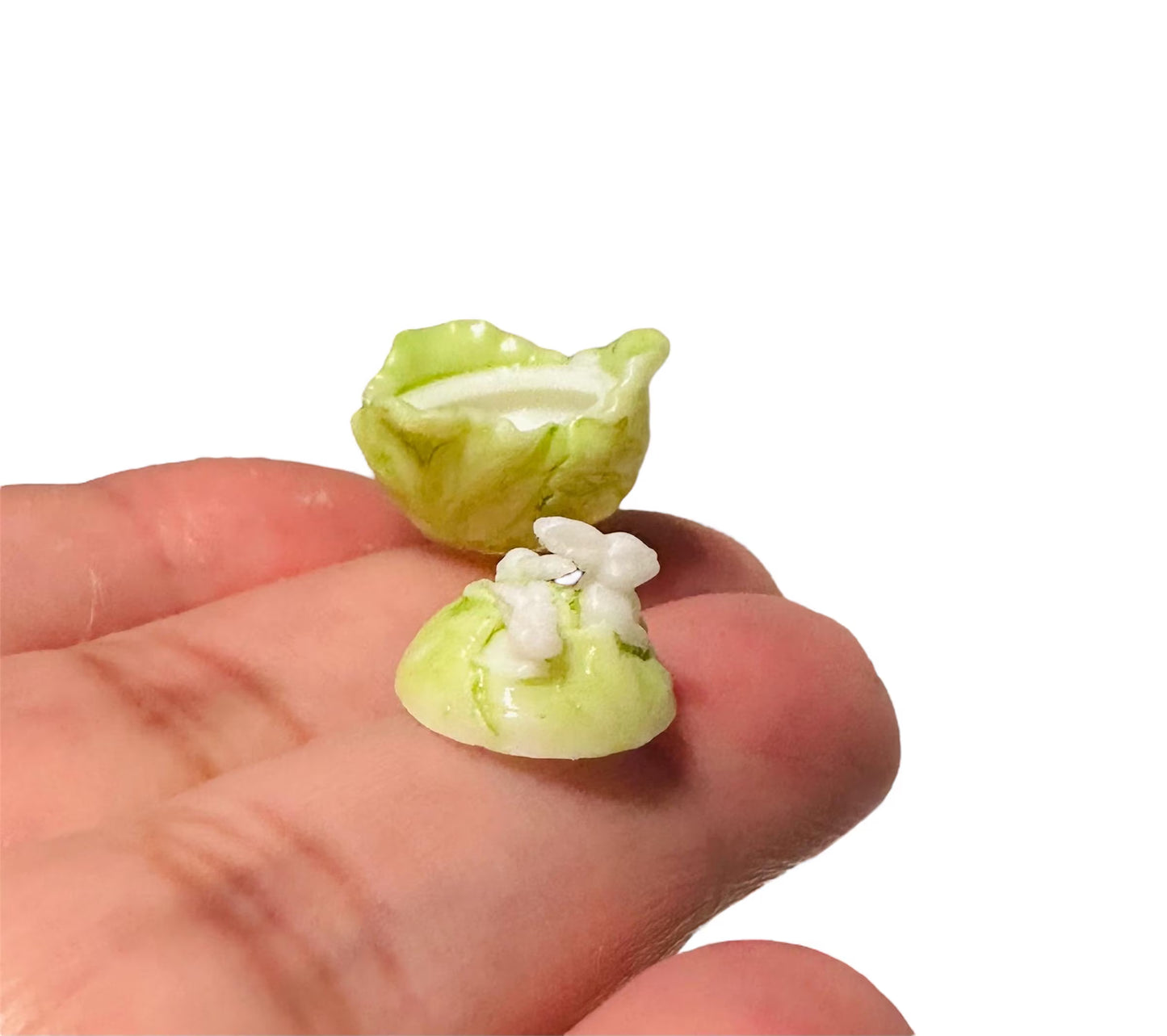 1:12 Scale Bunny Pastel Green  Cabbage Bowl With Lid