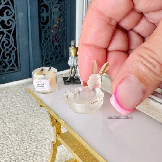 1:12 Scale Dollhouse  Clear Rabbit candy dish for Dollhouse Gift