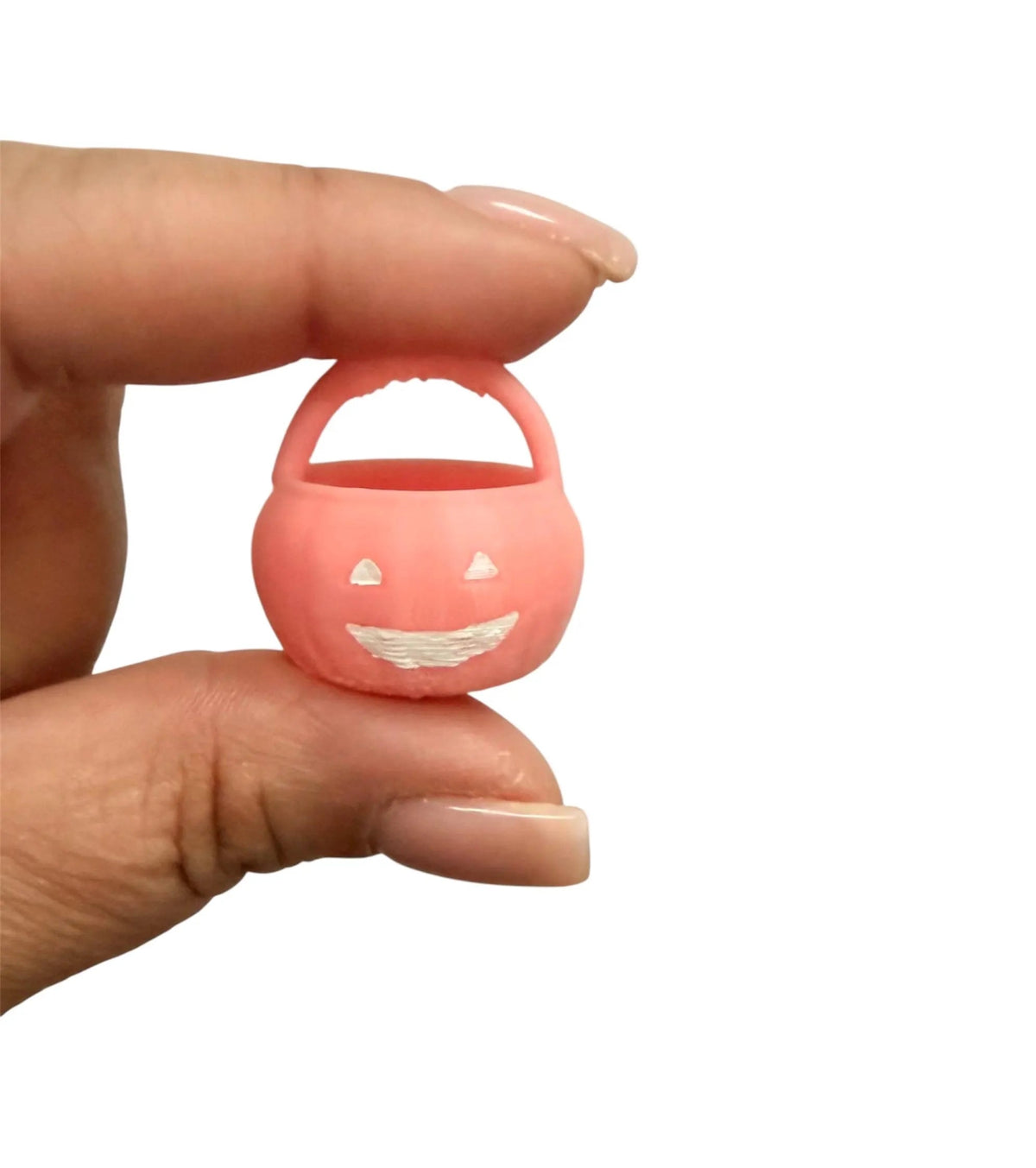 1:12 Scale Dollhouse Pink Jack O Lantern Halloween Bucket
