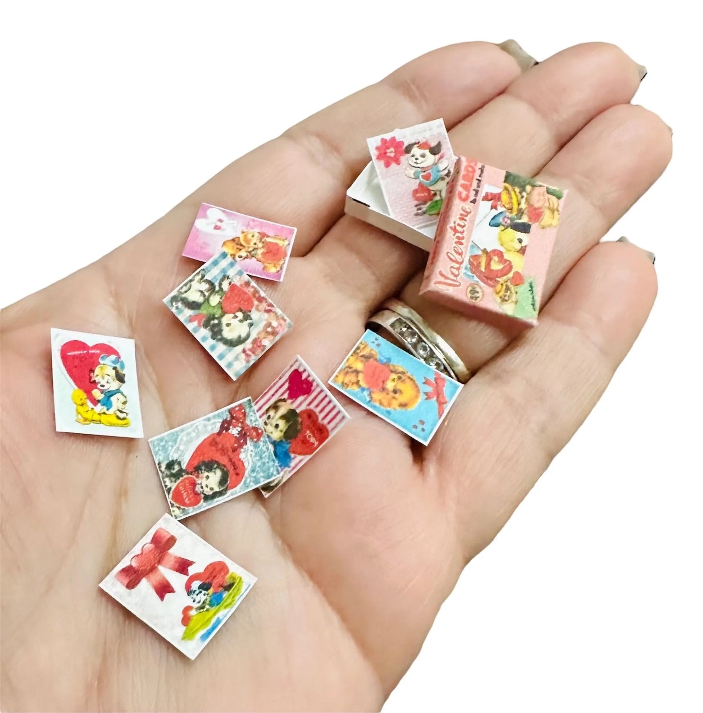1:12 Scale Dollhouse Vintage Style Valentine’s Day  Cards