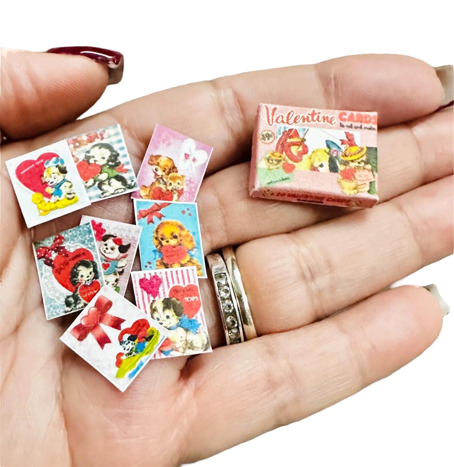 1:12 Scale Dollhouse Vintage Style Valentine’s Day  Cards