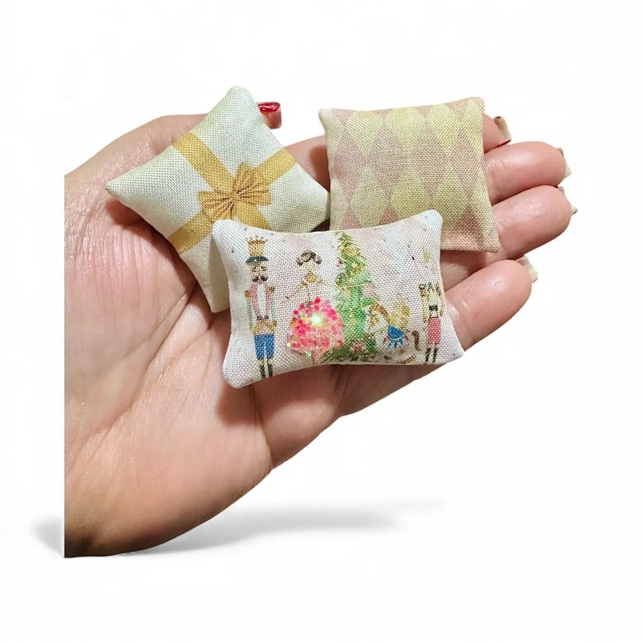 1:12 Scale Miniature 3 Christmas Pillows for dollhouse décor