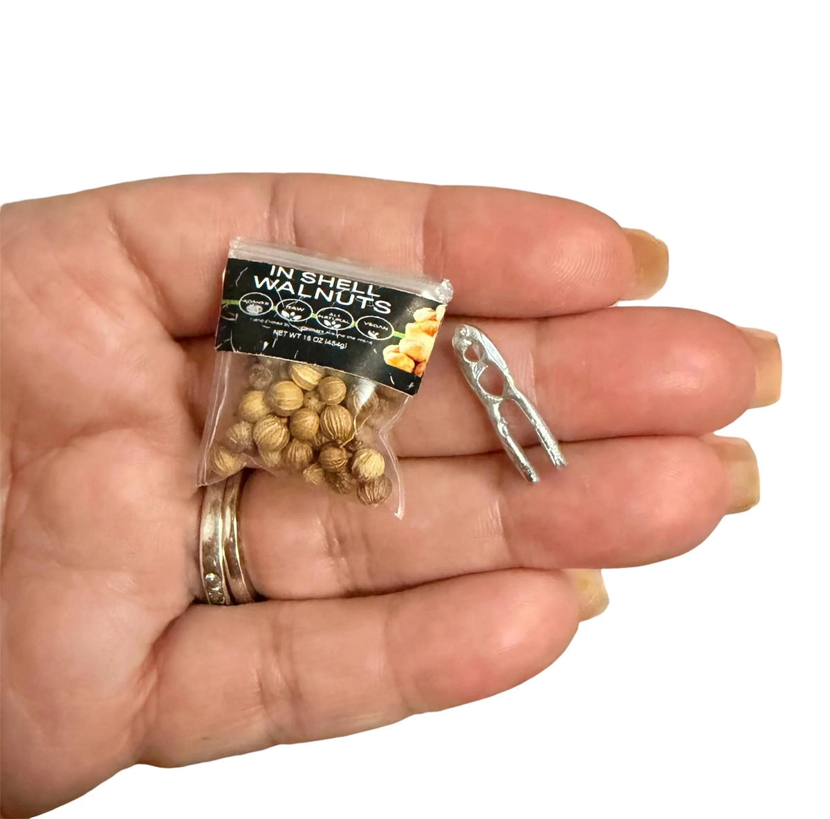 1:12 Scale Miniature Bagged Walnuts and Nutcracker for dollhouse