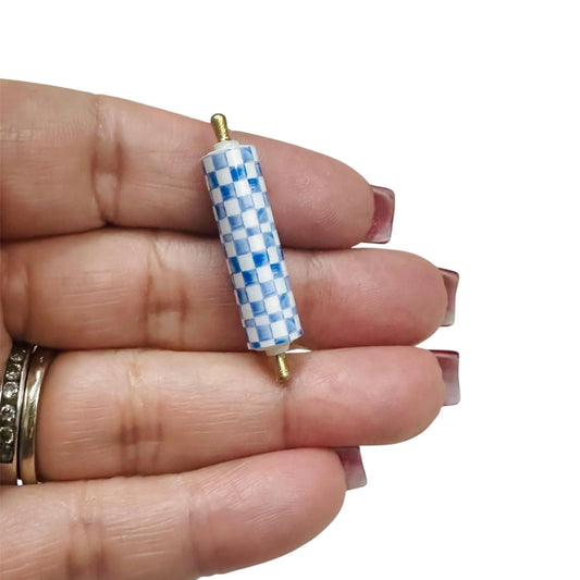 1:12 Scale Miniature Blue Rolling Pin for dollhouse décor