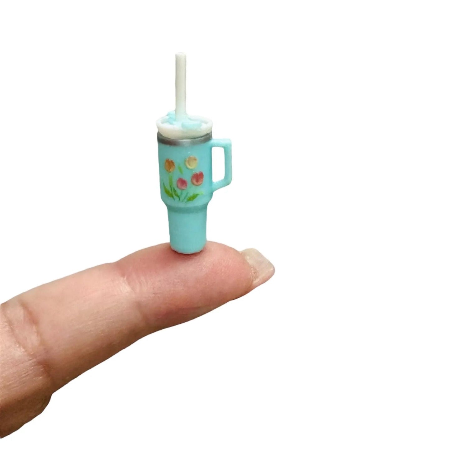1:12 Scale Miniature Blue Tulips Tumbler Thermos