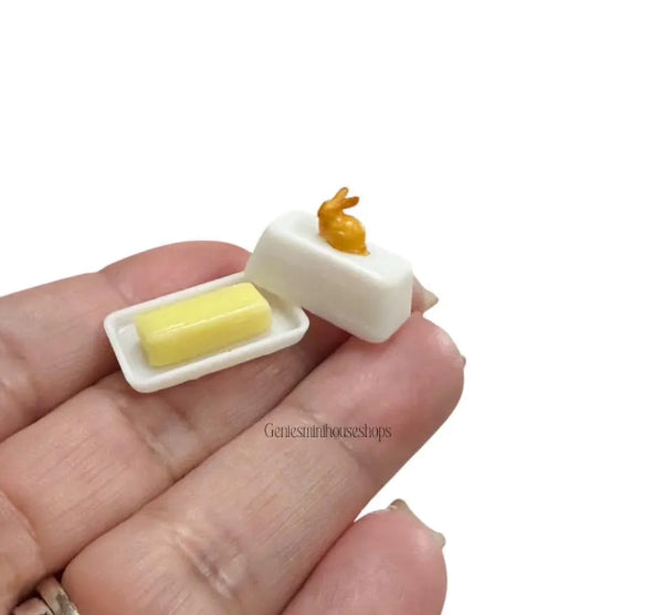 1:12 Scale Miniature Bunny Butter Dish