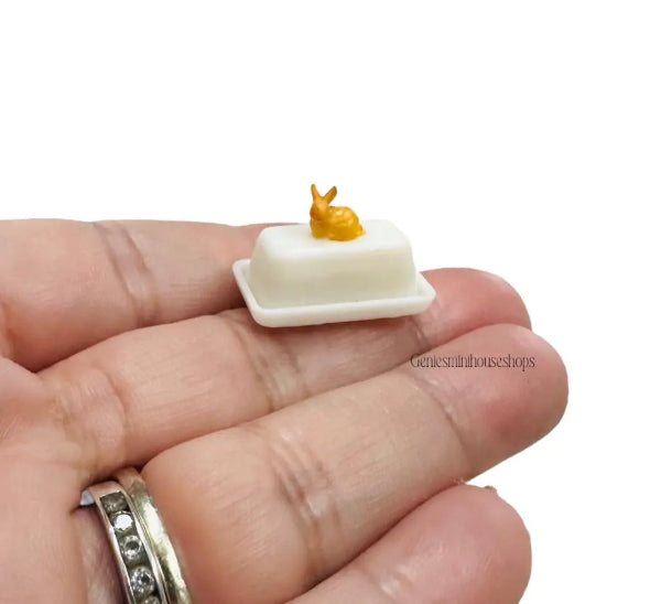 1:12 Scale Miniature Bunny Butter Dish