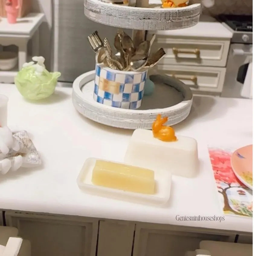 1:12 Scale Miniature Bunny Butter Dish