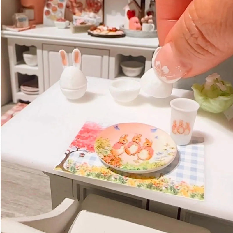 1:12 Scale Miniature Bunny Egg bowl with Lids Set of 2