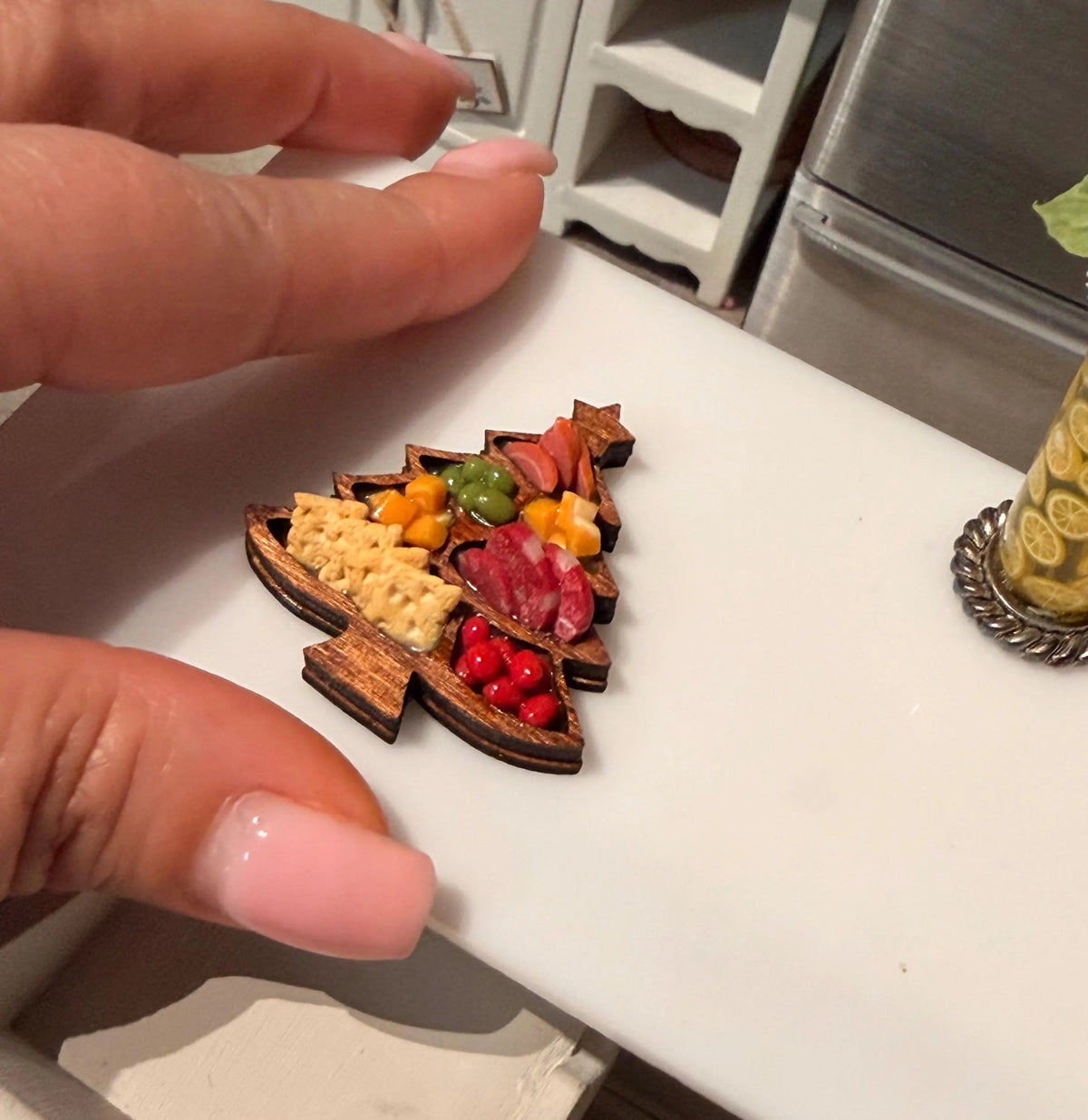 1:12 Scale Miniature Charcuterie Christmas Tree Tray