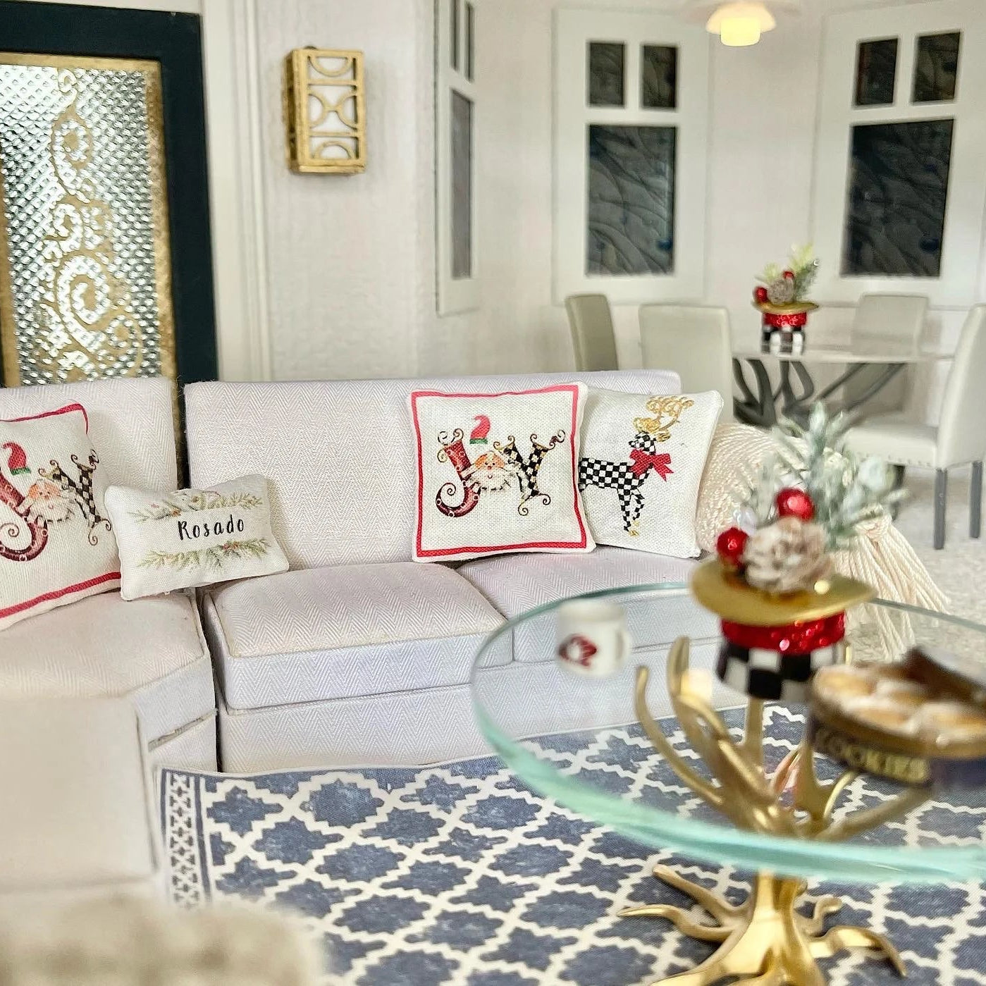 1:12 Scale Miniature Christmas Joy Pillow