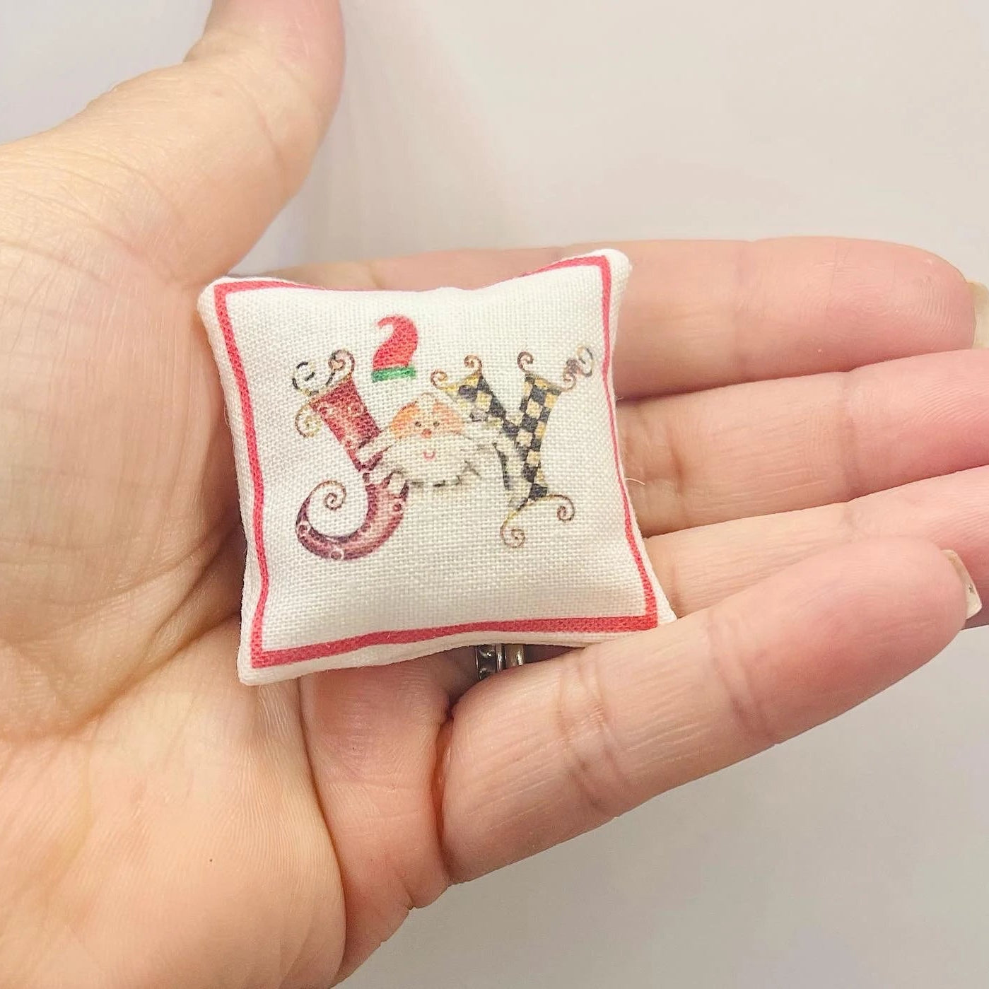 1:12 Scale Miniature Christmas Joy Pillow