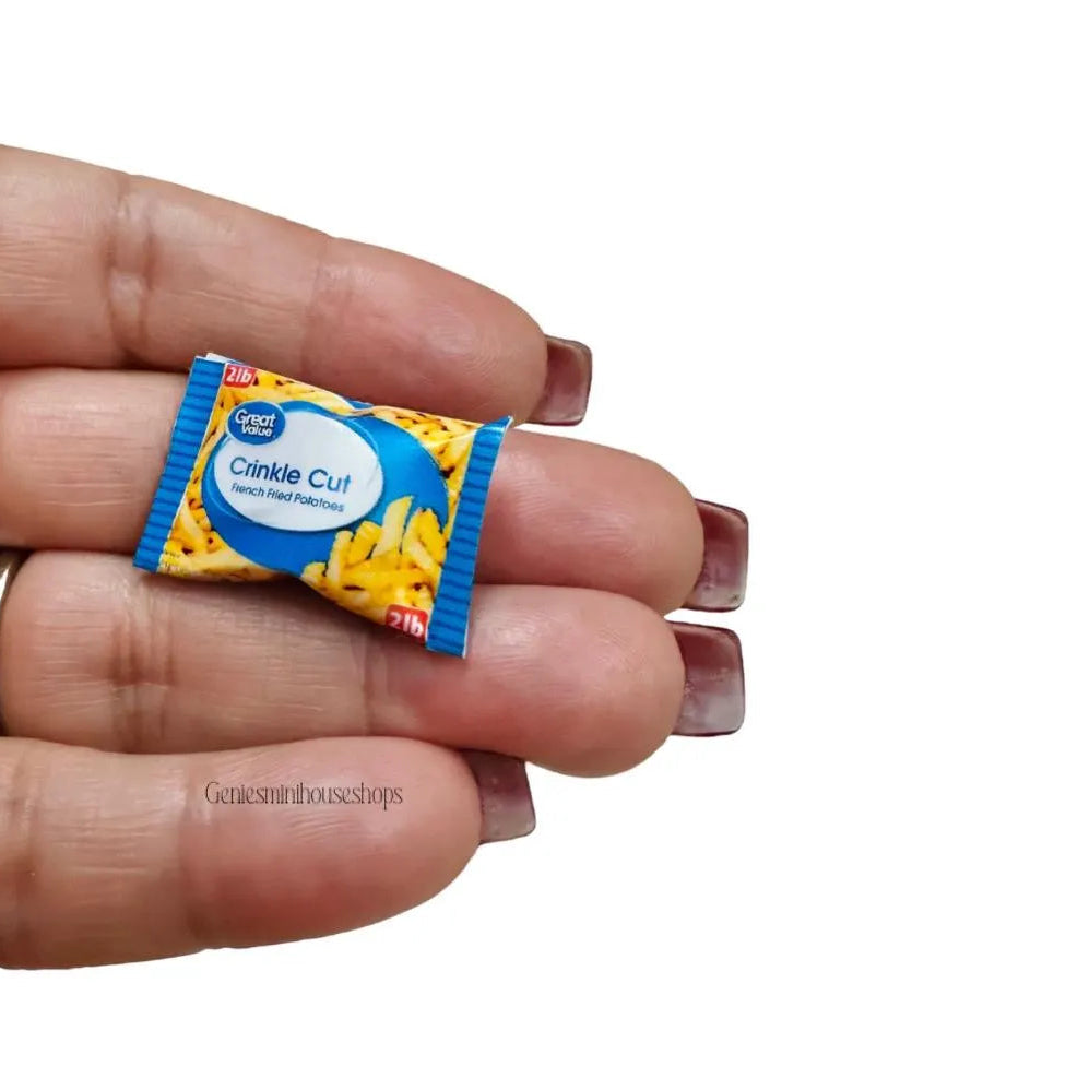 1:12 Scale Miniature  Frozen Fries Bag