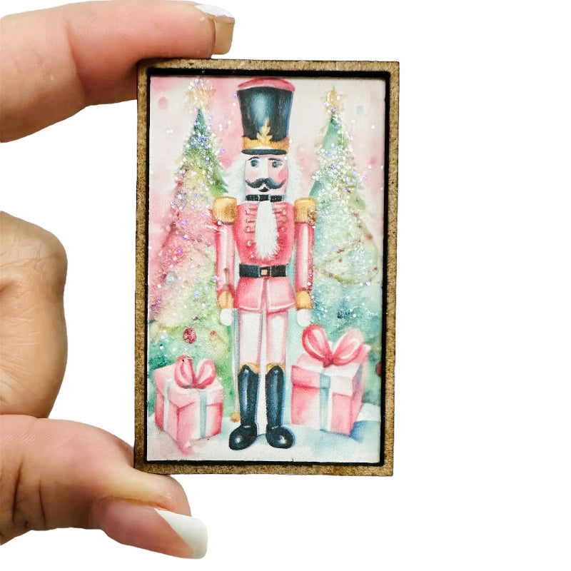 1:12 Scale Miniature Pink Nutcracker Framed Art