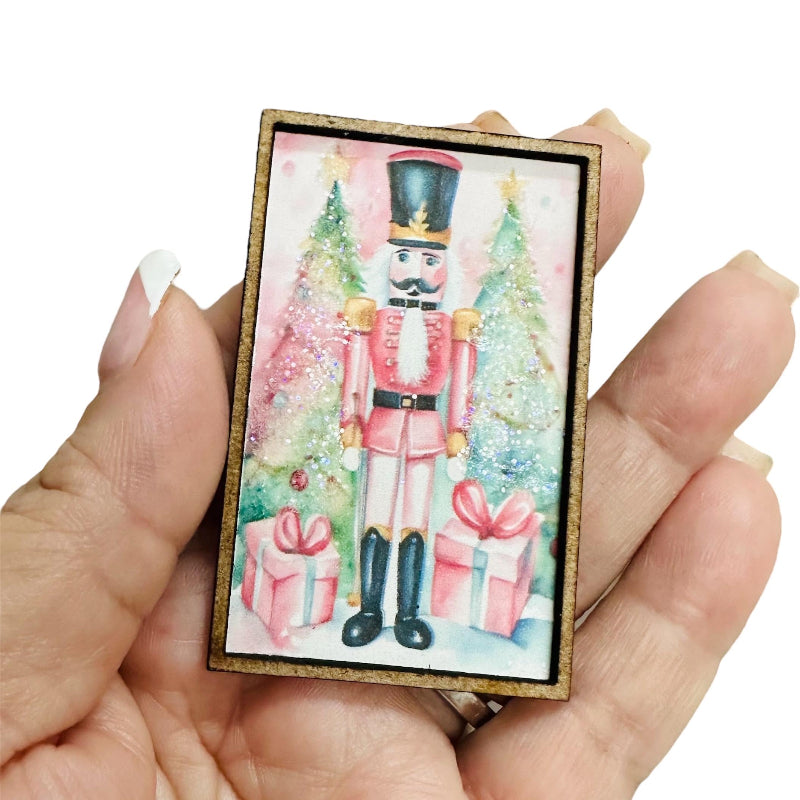 1:12 Scale Miniature Pink Nutcracker Framed Art