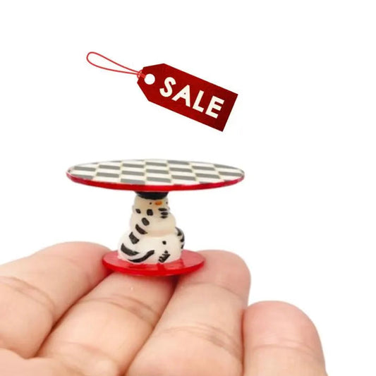 1:12 Scale Miniature Snowman Cake Stand