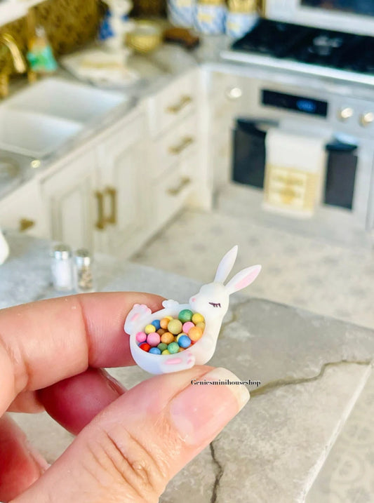 1:12 Scale Miniature White Rabbit candy dish