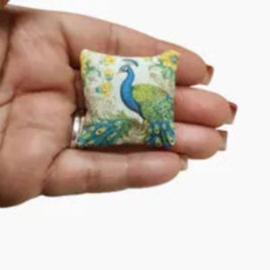 1:12 Scale Miniature Peacock Print Pillow