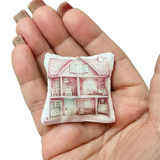 1:12 Scale Miniature Pink Dollhouse House Pillow