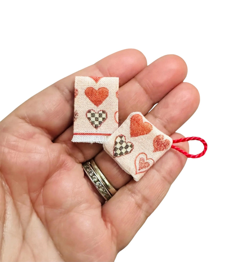 1:12 Scale Valentines Kitchen Towel and Pot holder For Dollhouse gift