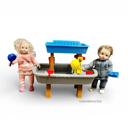 1:12 Scale Water Table Includes 6 Toys For Dollhouse