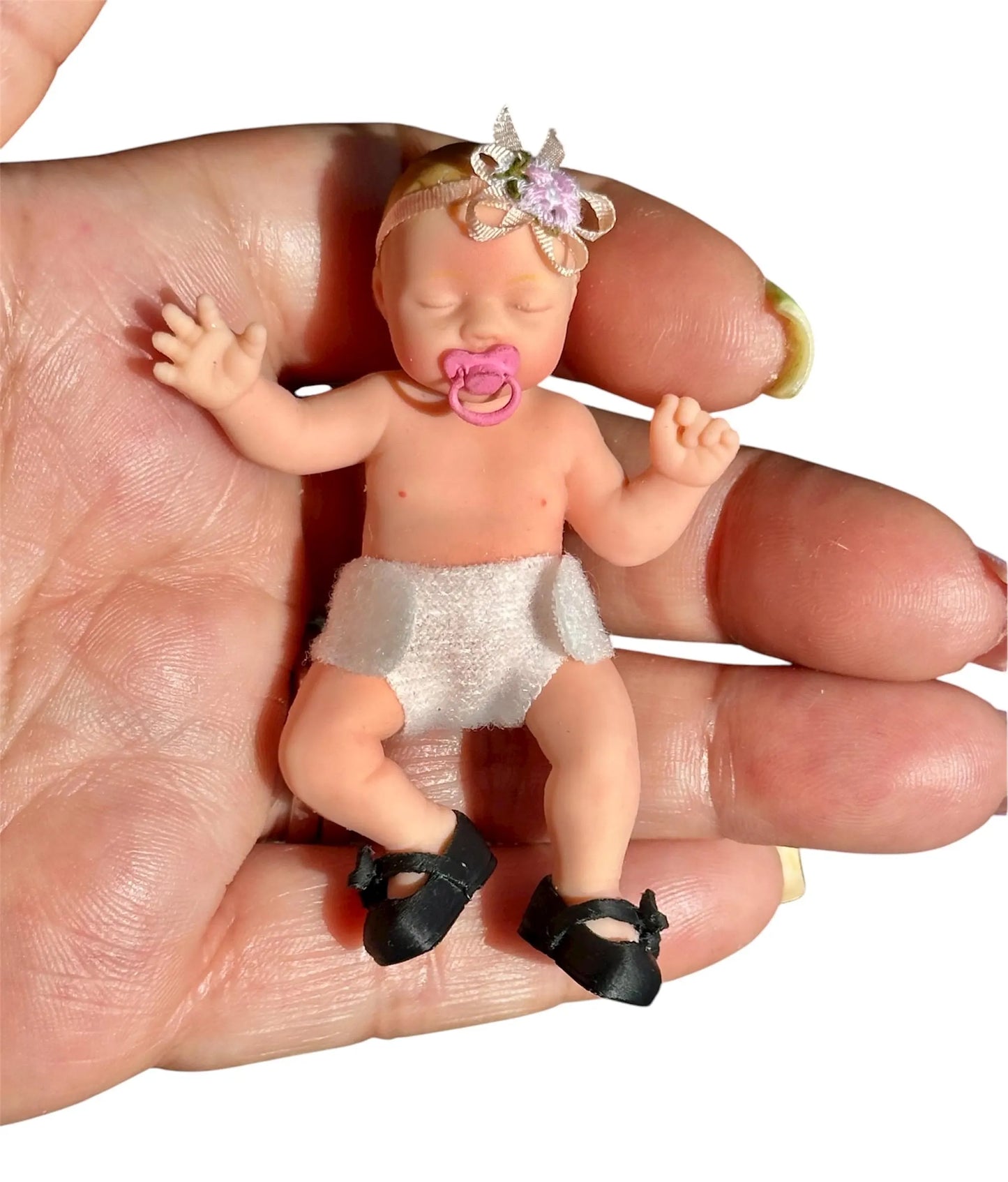 1:6 Scale Black Side bow Maryjane Shoes For Mini Silicone doll