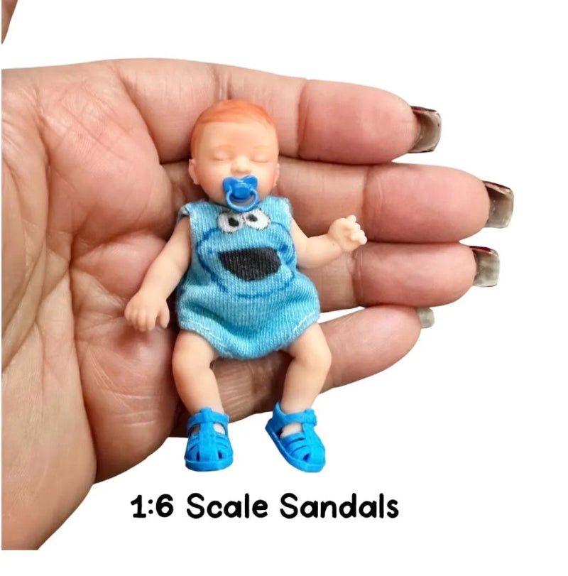 1:6 Scale Blue Sandals For Mini Silicone doll