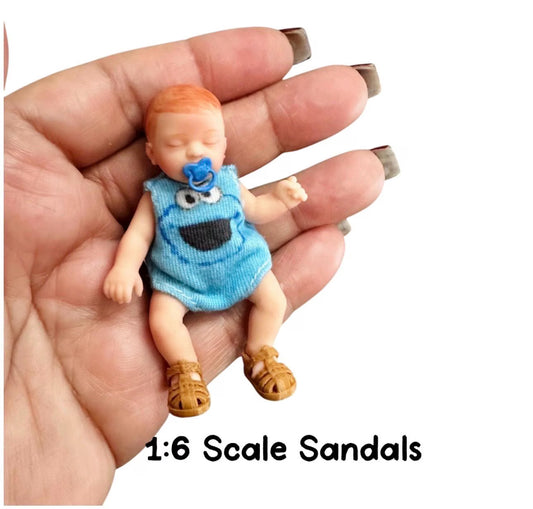 1:6 Scale Brown Sandals For Mini Silicone doll