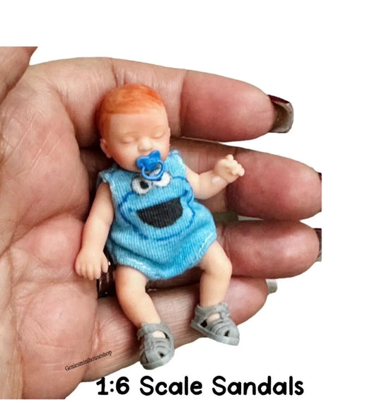 1:6 Scale Grey  Sandals For Mini Silicone doll