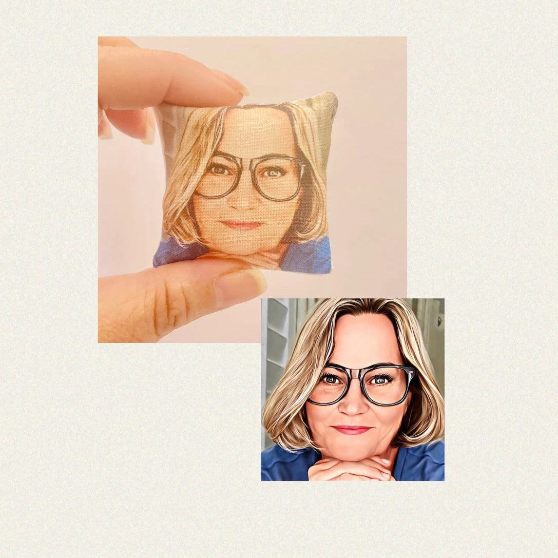 1:6 Scale Miniature Portrait Pillow , Memorial Pillow, keepsake Gift