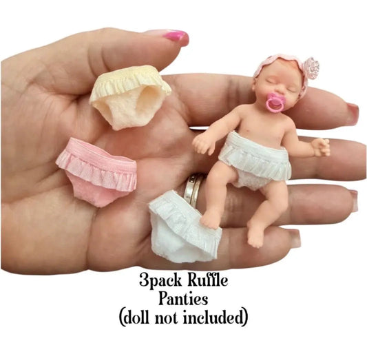 1:6 Scale Miniature Ruffle Panty 3 Pack for Your Mini Silicone Baby