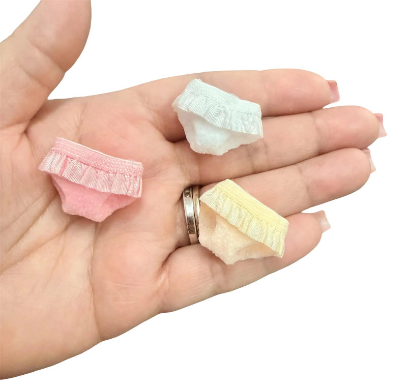 1:6 Scale Miniature Ruffle Panty 3 Pack for Your Mini Silicone Baby