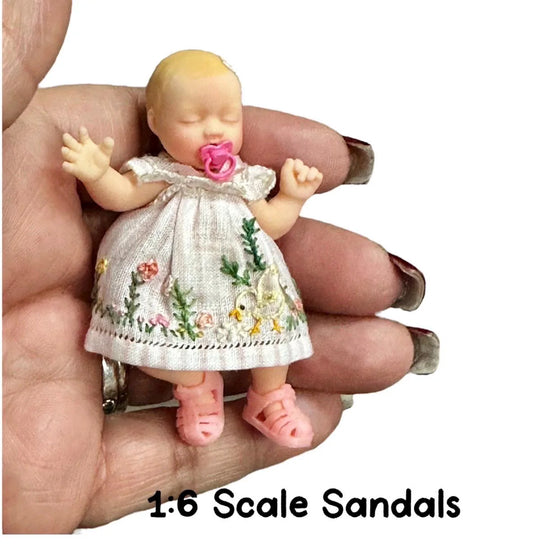 1:6 Scale Pink  Sandals For Mini Silicone doll